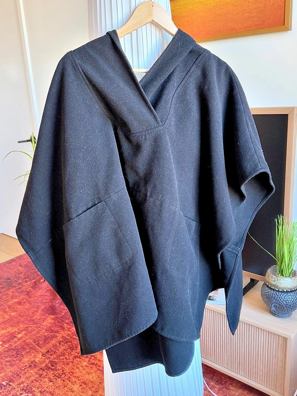 Black Tunic Poncho Oversized Fit (S/M)